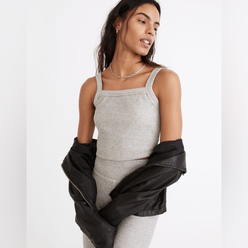 Madewell Cropped Cami & High Rise Legging Set - NWT - Medium - Light Gray Rib